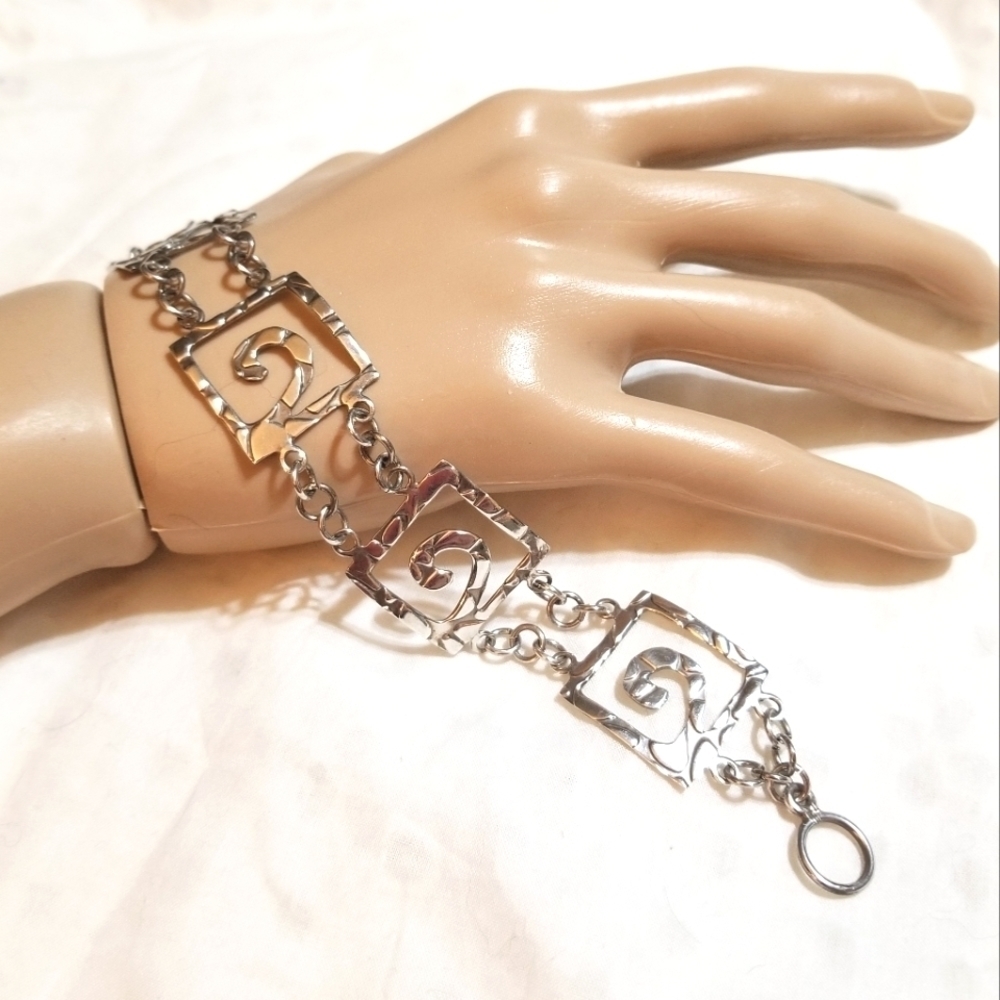 Vtg Modernist 925 Sterling Mexico Bracelet - Picture 4 of 6